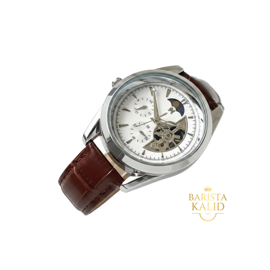 Luxury Men's Automatic Skeleton Watch — Hemispherical Design, Moon Phase, Best Gift for Him - - Watches