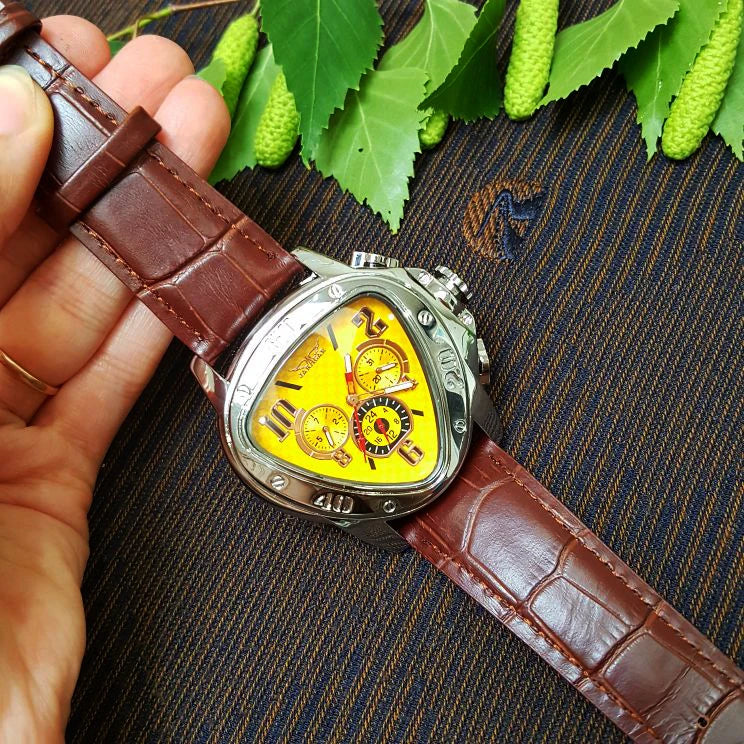 JARAGAR 951 Automatic Mechanical Watch for Men — Leather Strap, Three-Hand, Waterproof - - Watches