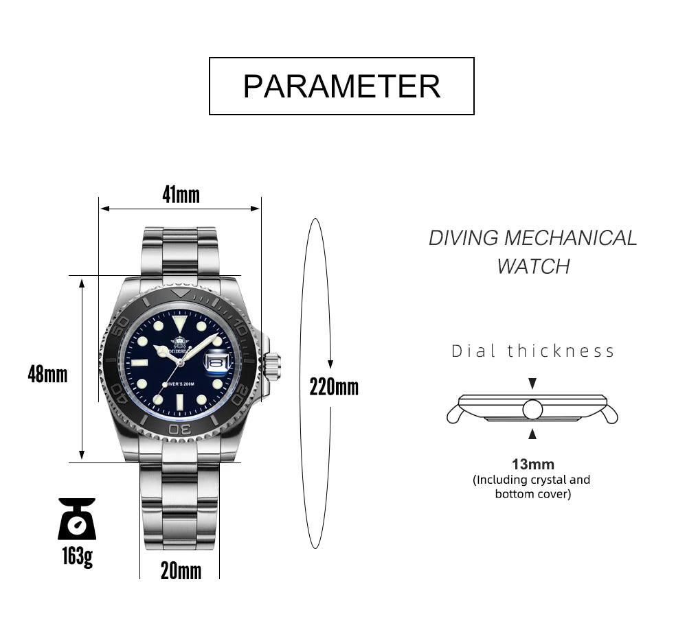 ADDIESDIVE MY-H3C Luxury Diver Watch for Men — BGW9 Super Luminous, 200M, Stainless Steel - - Watches