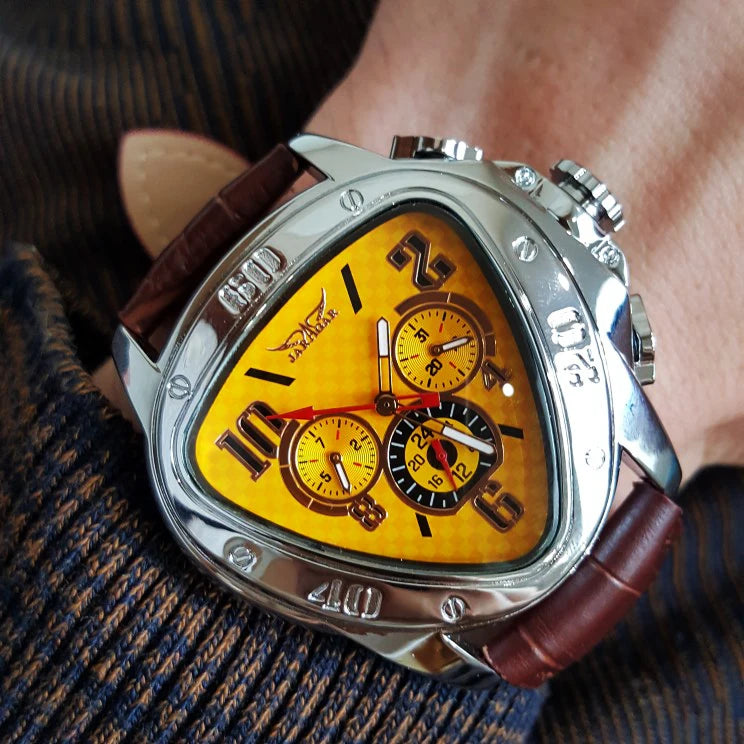 JARAGAR 951 Automatic Mechanical Watch for Men — Leather Strap, Three-Hand, Waterproof - - Watches