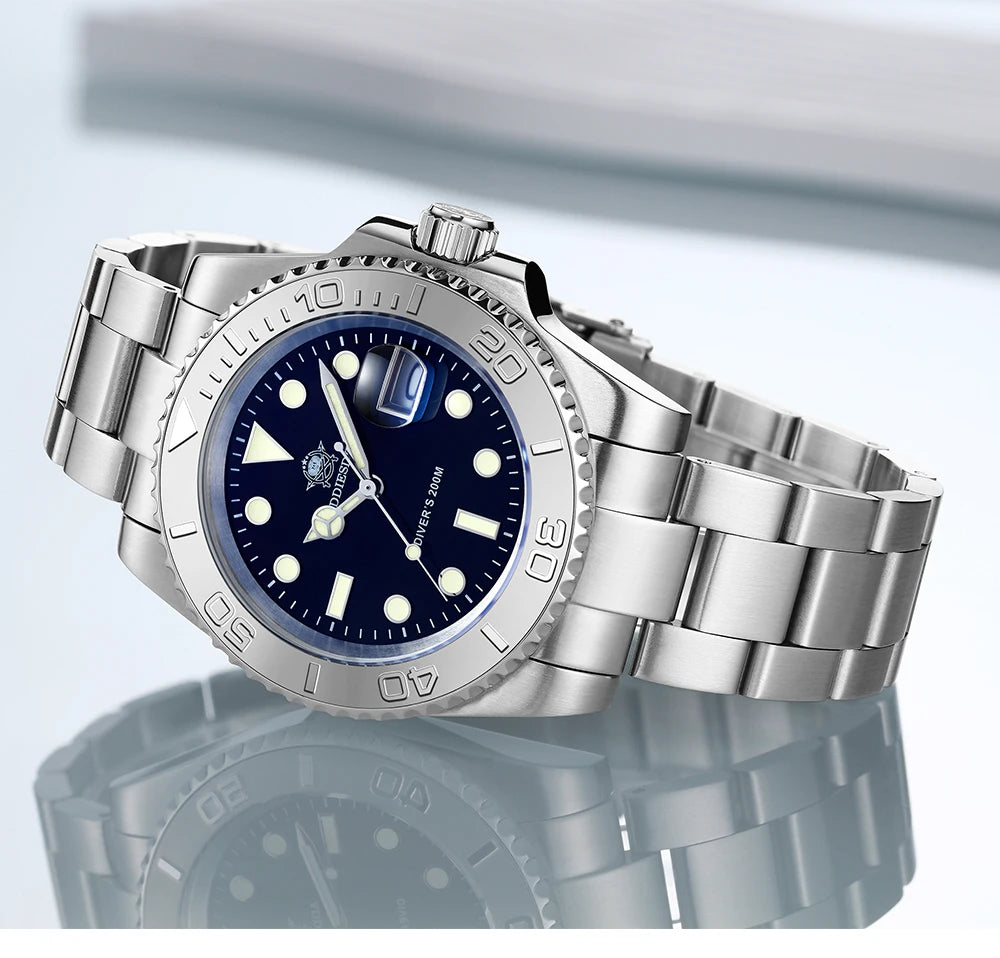 ADDIESDIVE MY-H3C Luxury Diver Watch for Men — BGW9 Super Luminous, 200M, Stainless Steel - - Watches