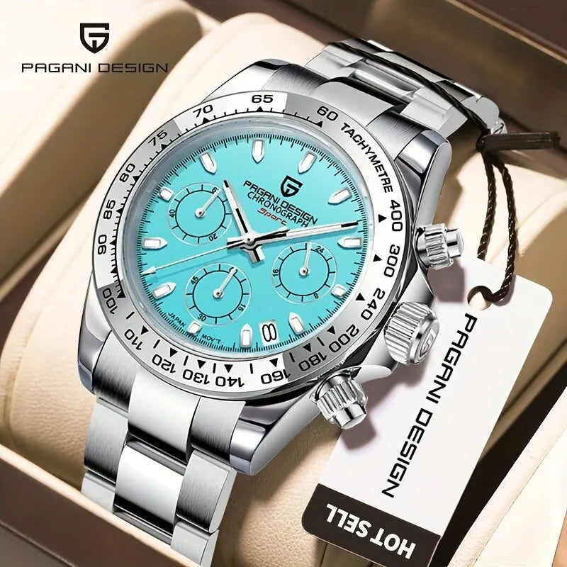 PAGANI DESIGN VK63 Luxury Chronograph Men's Watch — Sapphire Glass, Stainless Steel Bezel - - Watches