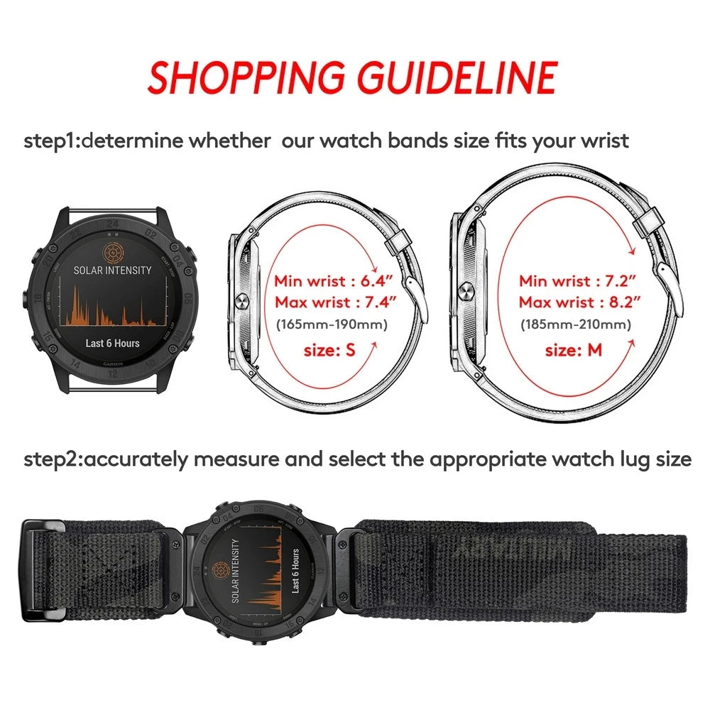 HEMSUT Nylon Military Watch Band for Garmin Quick fit 20mm 22mm 26mm — Fenix, Tactic, MARQ & Quatix - - Watch Accessories