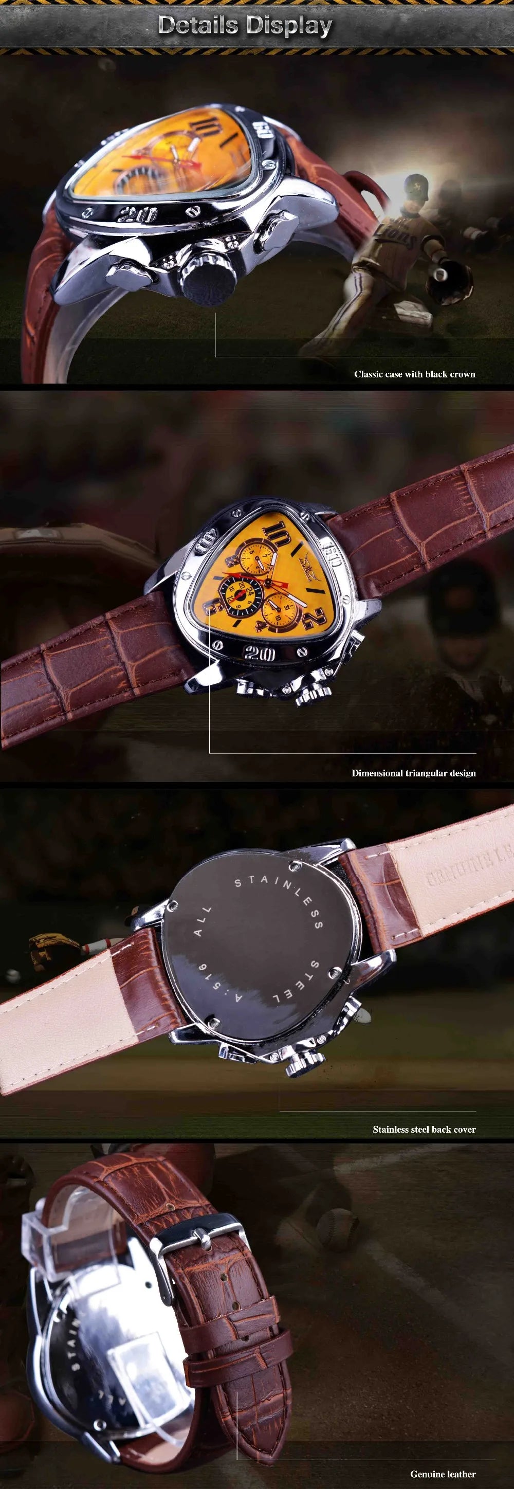 JARAGAR 951 Automatic Mechanical Watch for Men — Leather Strap, Three-Hand, Waterproof - - Watches
