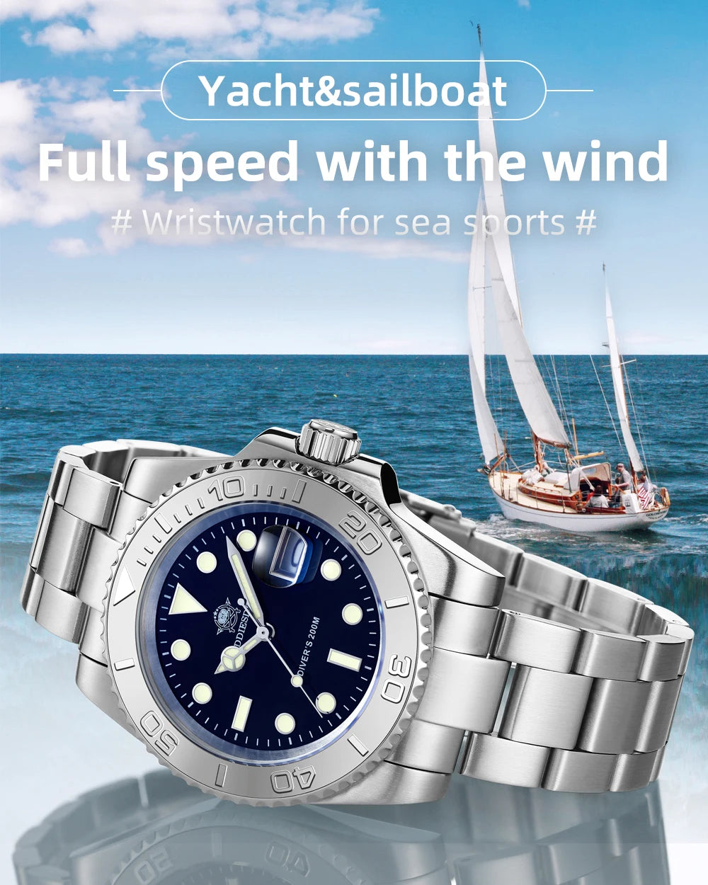 ADDIESDIVE MY-H3C Luxury Diver Watch for Men — BGW9 Super Luminous, 200M, Stainless Steel - - Watches