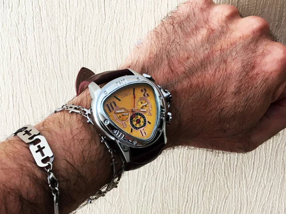 JARAGAR 951 Automatic Mechanical Watch for Men — Leather Strap, Three-Hand, Waterproof - - Watches