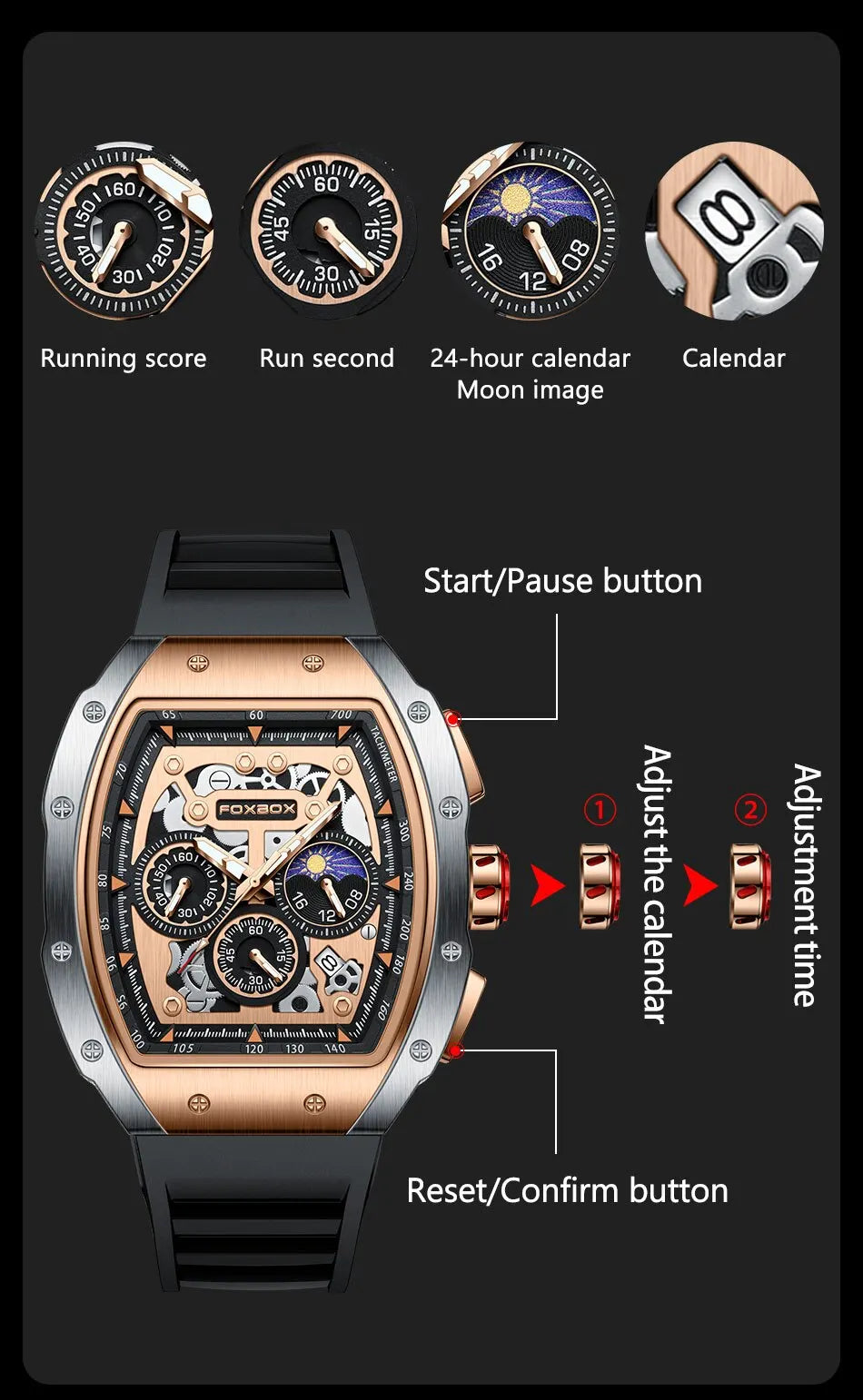 Luxury Military Sport Watch - Waterproof Chronograph Quartz Wristwatch for Men - - Watches