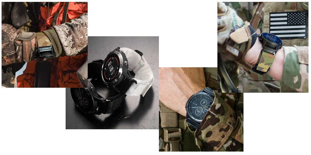 HEMSUT Nylon Military Watch Band for Garmin Quick fit 20mm 22mm 26mm — Fenix, Tactic, MARQ & Quatix - - Watch Accessories