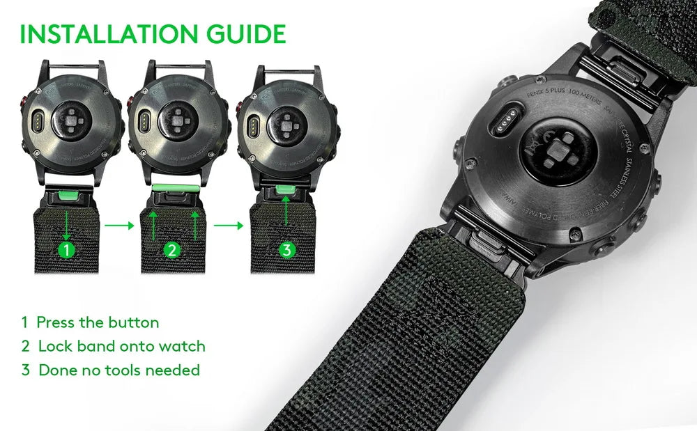 HEMSUT Nylon Military Watch Band for Garmin Quick fit 20mm 22mm 26mm — Fenix, Tactic, MARQ & Quatix - - Watch Accessories