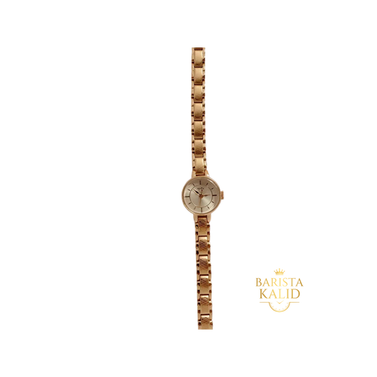 Women's Vintage Quartz Wristwatch — Gold & Silver Mesh Bracelet Band, Small Round Dial - - Watches