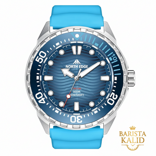 NORTH EDGE TRITON-TI Titanium Solar-Powered Diving Watch — 300M Waterproof - - Watches